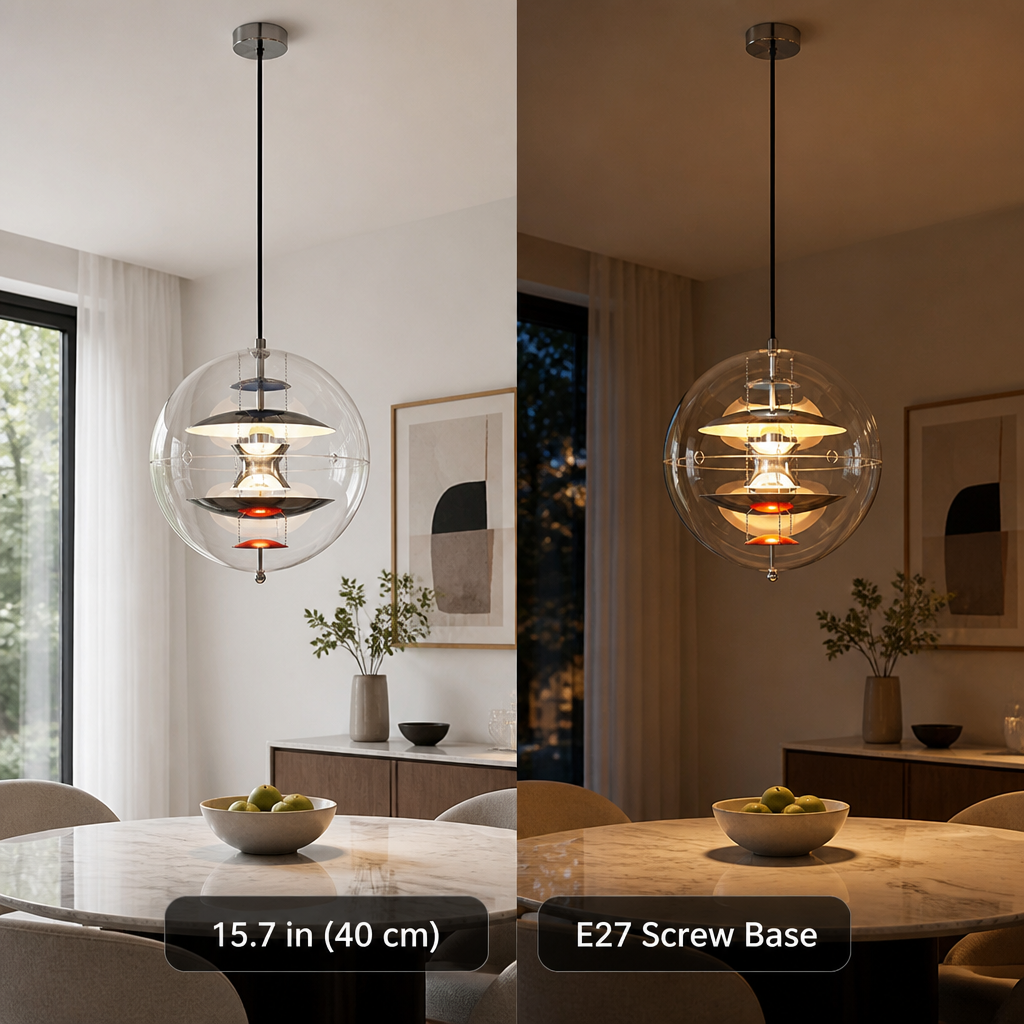 Scandinavian Acrylic & Metal Circular Pendant Light