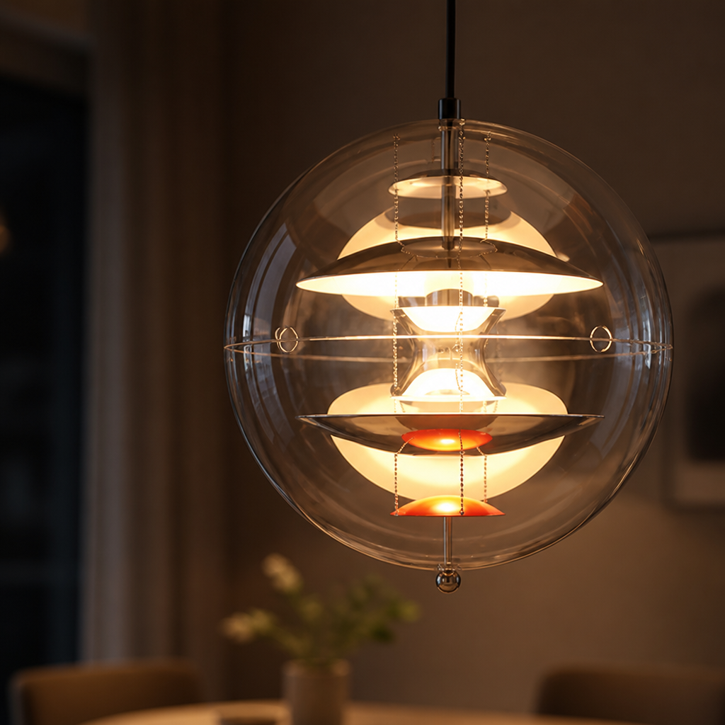 Scandinavian Acrylic & Metal Circular Pendant Light