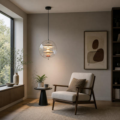 Scandinavian Acrylic & Metal Circular Pendant Light