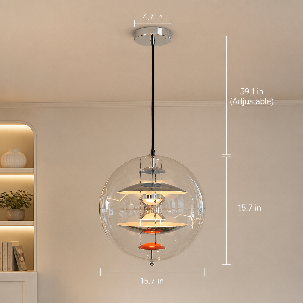 Scandinavian Acrylic & Metal Circular Pendant Light