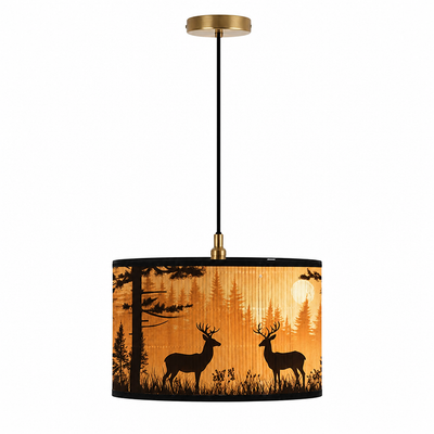 Scandinavian Bamboo Elk Silhouette Table Lamp