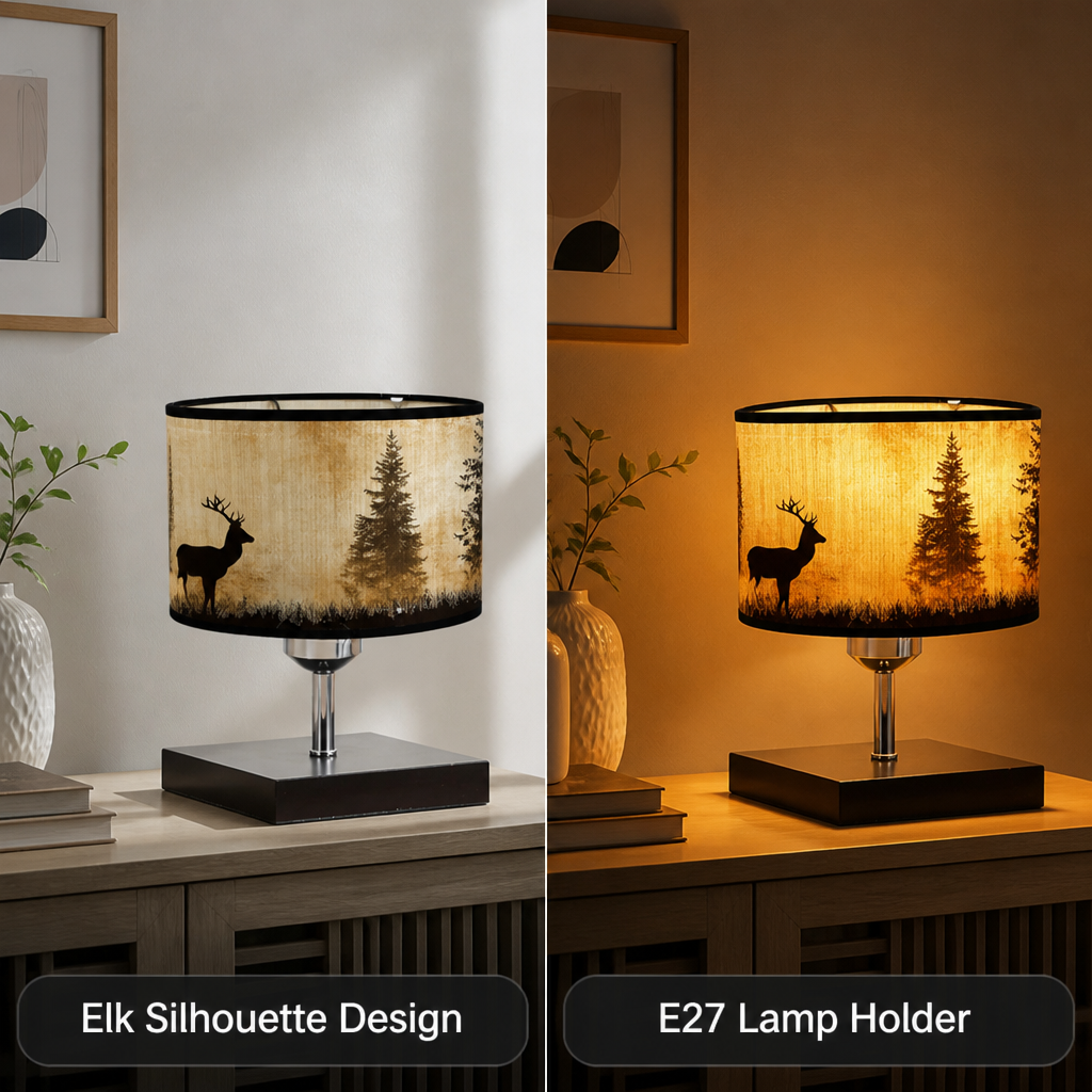 Scandinavian Bamboo Elk Silhouette Table Lamp