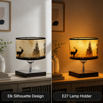 Scandinavian Bamboo Elk Silhouette Table Lamp