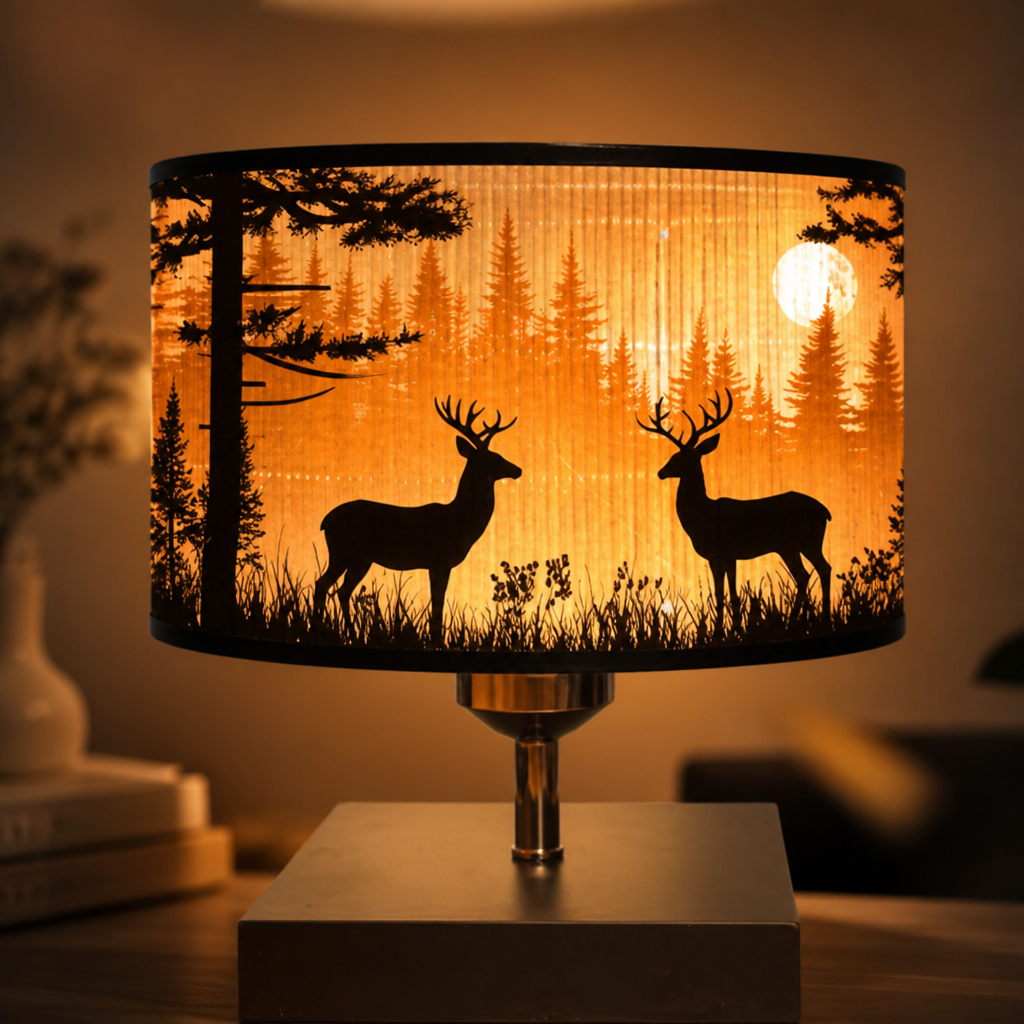 Scandinavian Bamboo Elk Silhouette Table Lamp