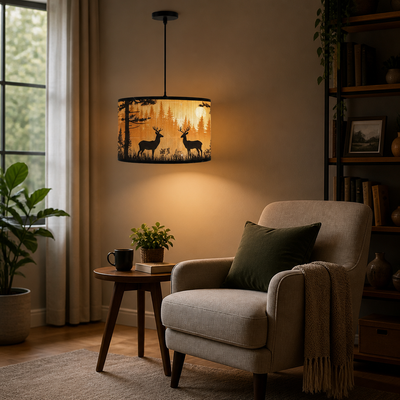 Scandinavian Bamboo Elk Silhouette Table Lamp