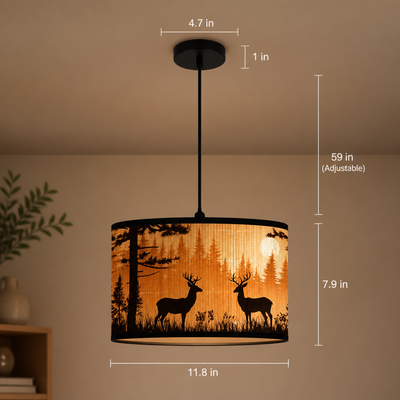 Scandinavian Bamboo Elk Silhouette Table Lamp