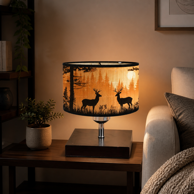 Scandinavian Bamboo Elk Silhouette Table Lamp