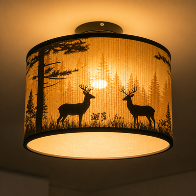 Scandinavian Bamboo Elk Silhouette Table Lamp