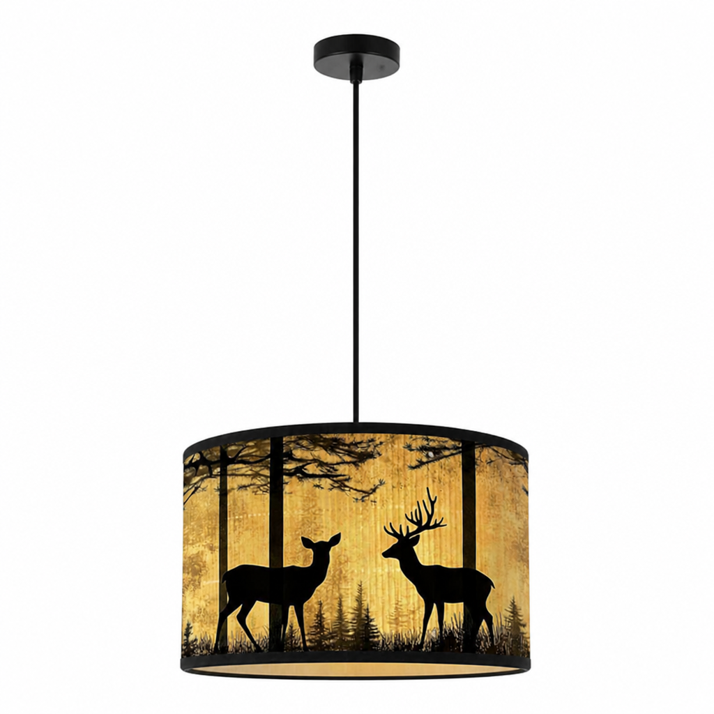 Scandinavian Bamboo Elk Silhouette Table Lamp