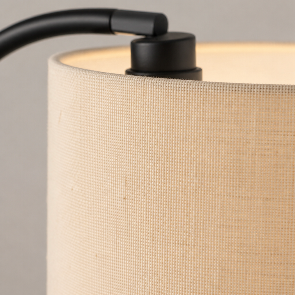 Scandinavian Beige Linen Arc Floor Lamp