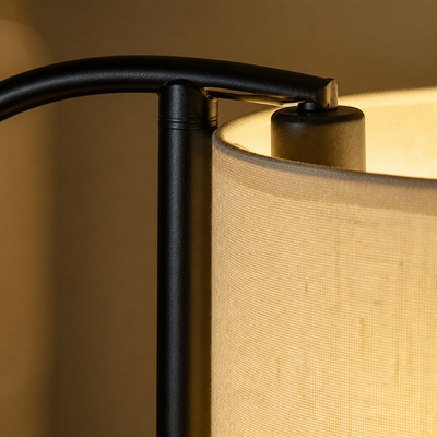 Scandinavian Beige Linen Arc Floor Lamp