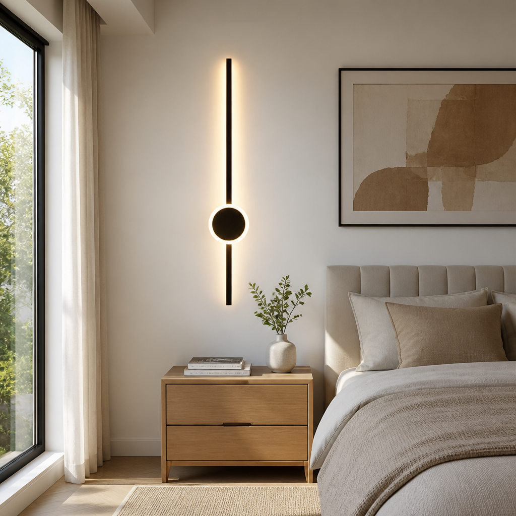 Scandinavian Black & Gold LED Backlight Wall Sconce