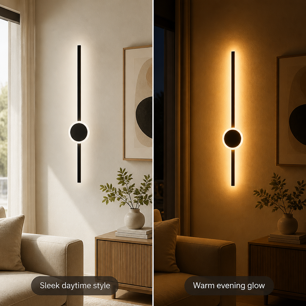 Scandinavian Black & Gold LED Backlight Wall Sconce