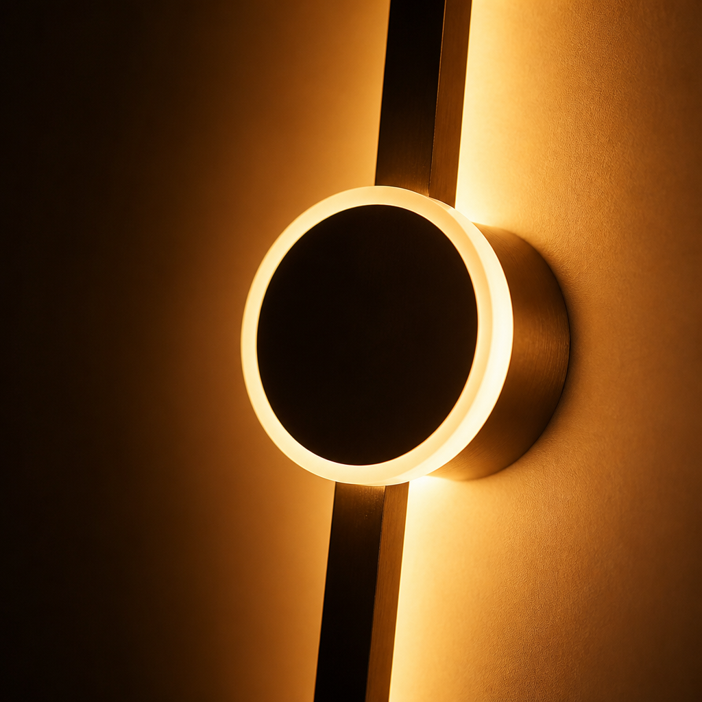 Scandinavian Black & Gold LED Backlight Wall Sconce