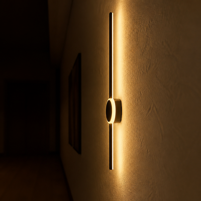 Scandinavian Black & Gold LED Backlight Wall Sconce
