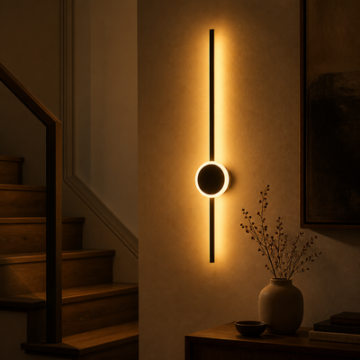 Scandinavian Black & Gold LED Backlight Wall Sconce