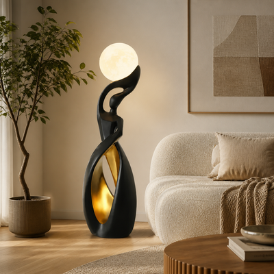 Scandinavian Black-Gold LED Sculptural Floor Lamp