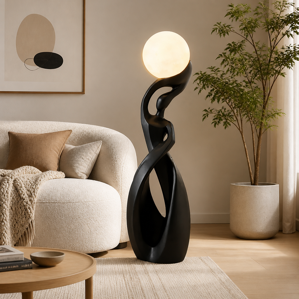 Scandinavian Black-Gold LED Sculptural Floor Lamp