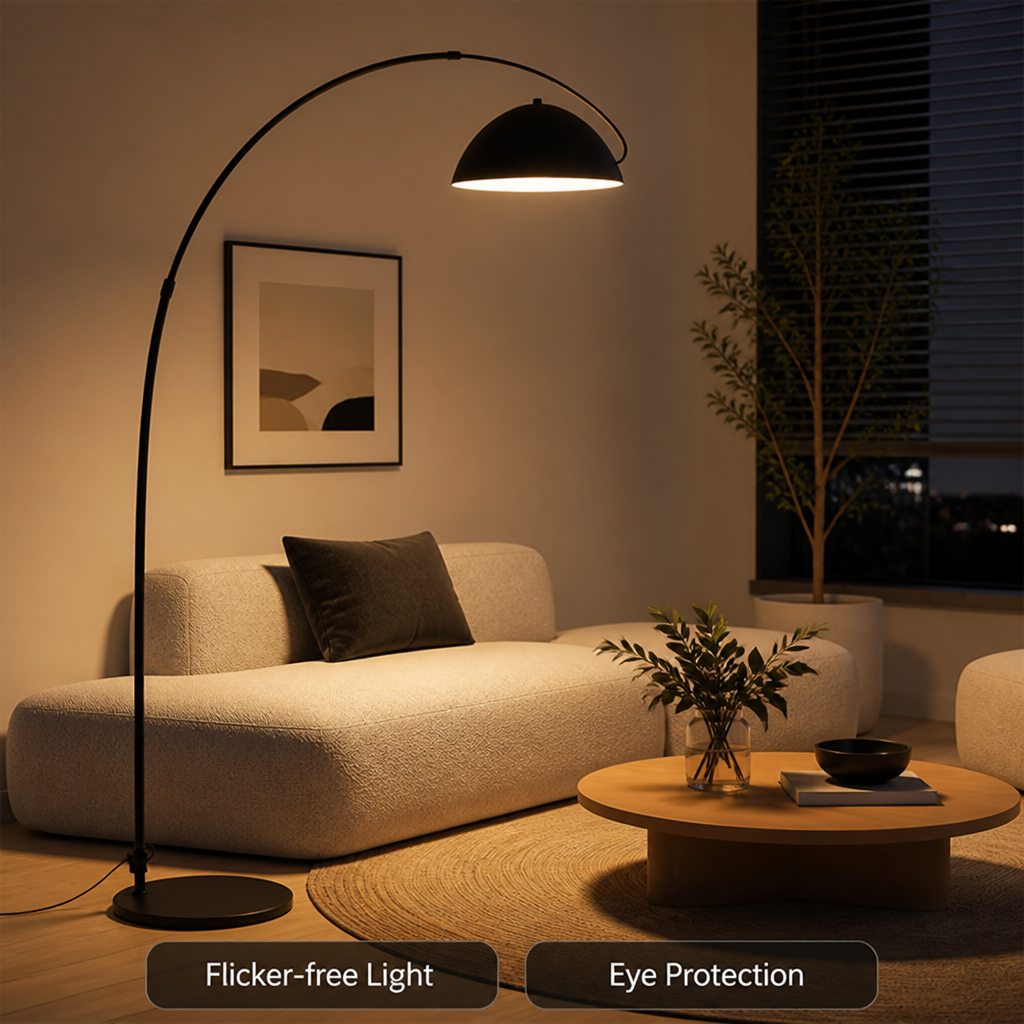 Scandinavian Black Metal Arc Floor Lamp