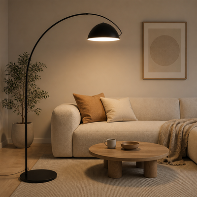 Scandinavian Black Metal Arc Floor Lamp