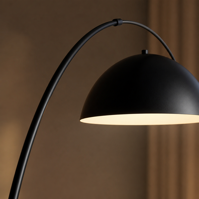 Scandinavian Black Metal Arc Floor Lamp