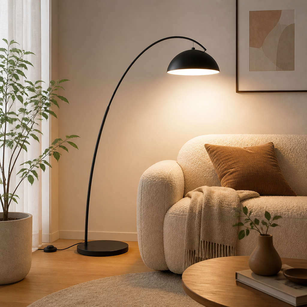 Scandinavian Black Metal Arc Floor Lamp