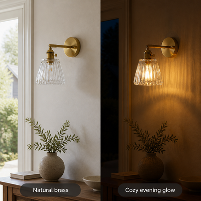 Scandinavian Brass & Glass Wall Sconce