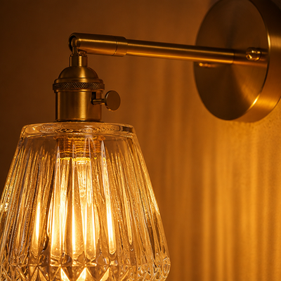 Scandinavian Brass & Glass Wall Sconce