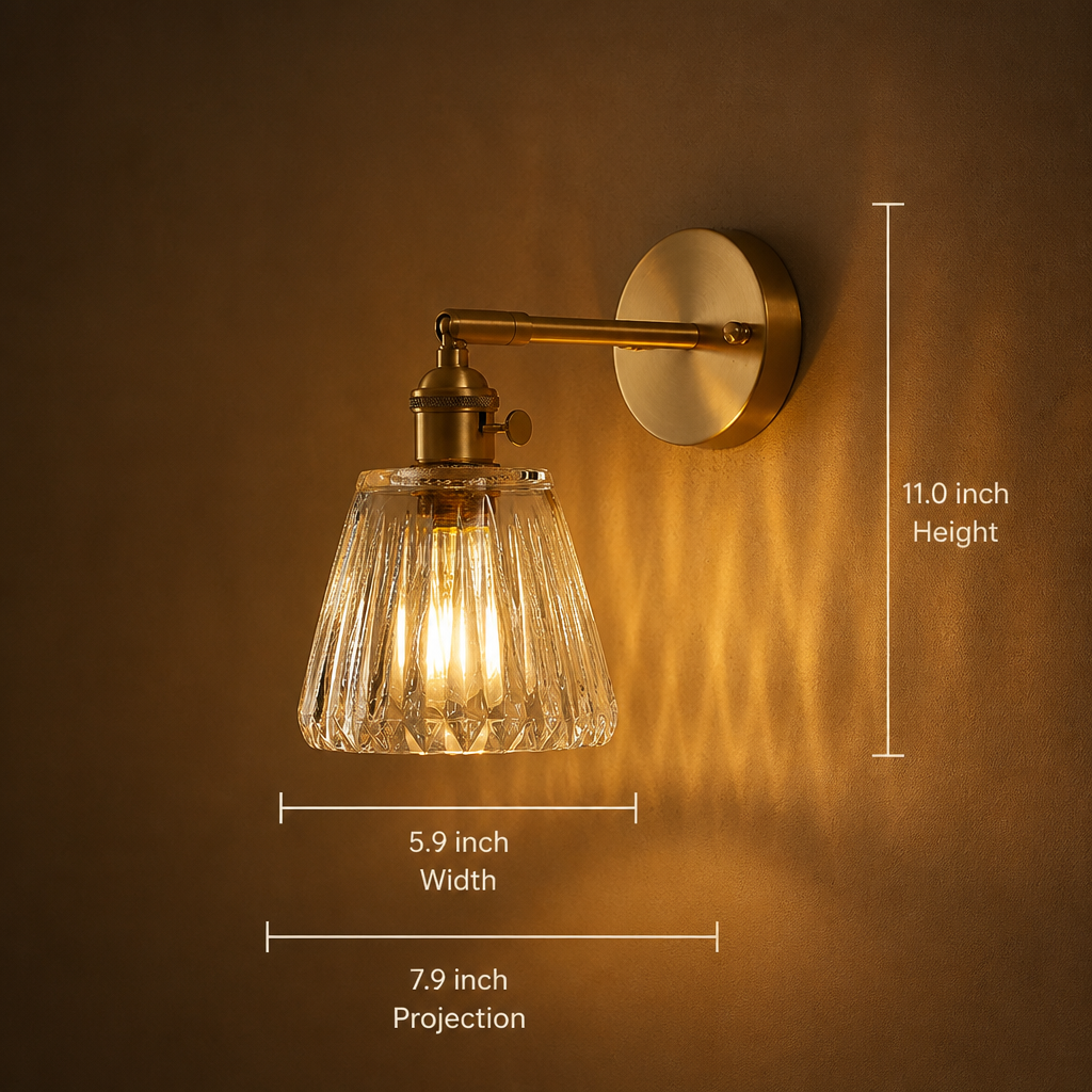 Scandinavian Brass & Glass Wall Sconce