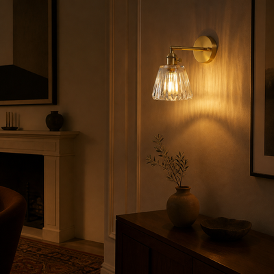 Scandinavian Brass & Glass Wall Sconce