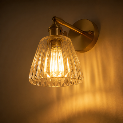 Scandinavian Brass & Glass Wall Sconce