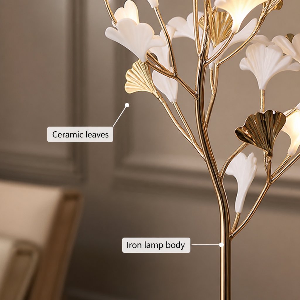 Scandinavian Ceramic LED Ginkgo Leaf Floor Lamp