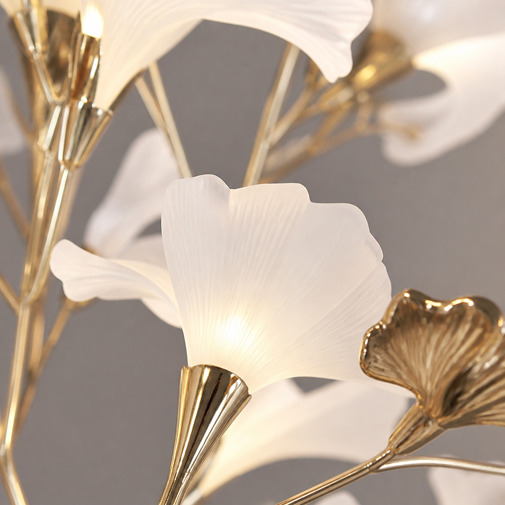 Scandinavian Ceramic LED Ginkgo Leaf Floor Lamp