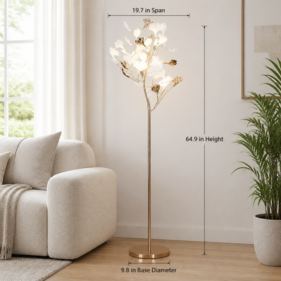 Scandinavian Ceramic LED Ginkgo Leaf Floor Lamp