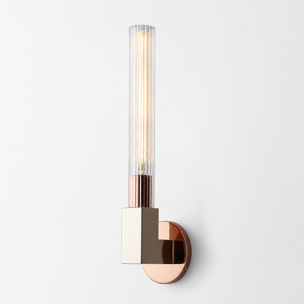 Scandinavian Copper & Glass Wall Sconce