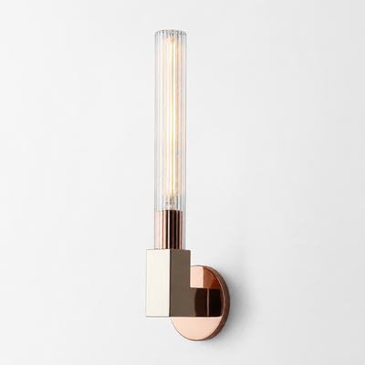 Scandinavian Copper & Glass Wall Sconce