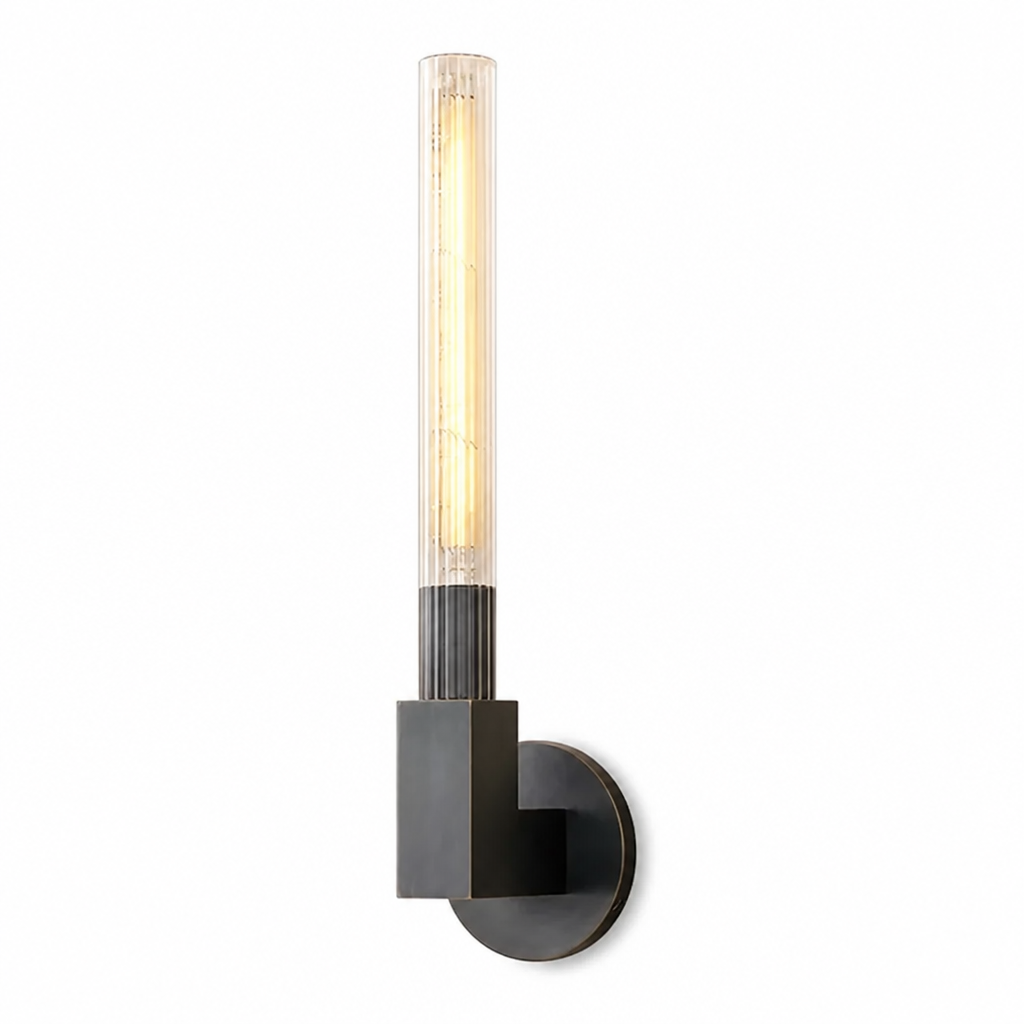 Scandinavian Copper & Glass Wall Sconce
