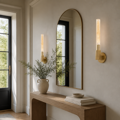 Scandinavian Copper & Glass Wall Sconce