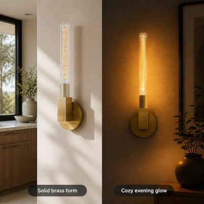 Scandinavian Copper & Glass Wall Sconce