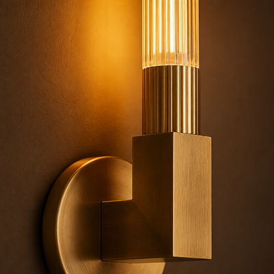 Scandinavian Copper & Glass Wall Sconce