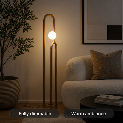 Scandinavian Dark Wood LED Floor Lamp