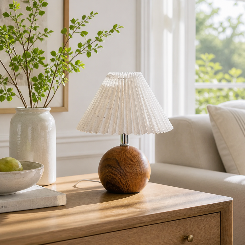 Scandinavian Fabric LED Pleated Shade Table Lamp