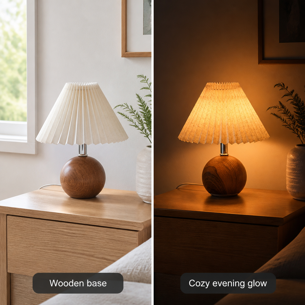 Scandinavian Fabric LED Pleated Shade Table Lamp
