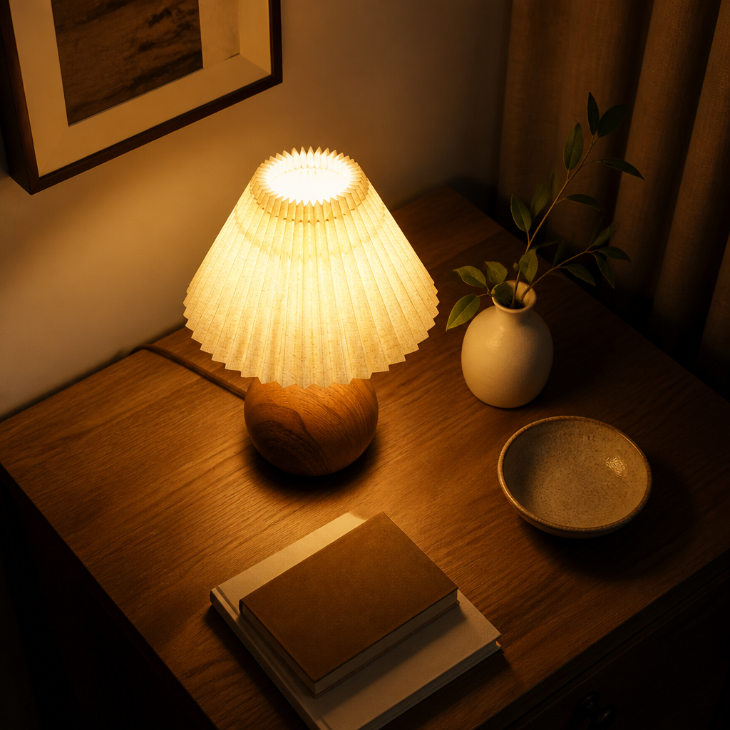 Scandinavian Fabric LED Pleated Shade Table Lamp