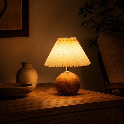 Scandinavian Fabric LED Pleated Shade Table Lamp