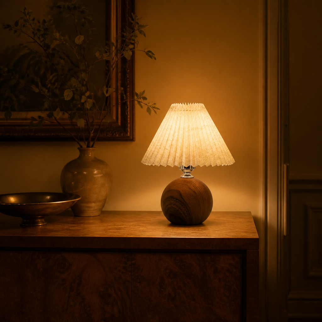 Scandinavian Fabric LED Pleated Shade Table Lamp