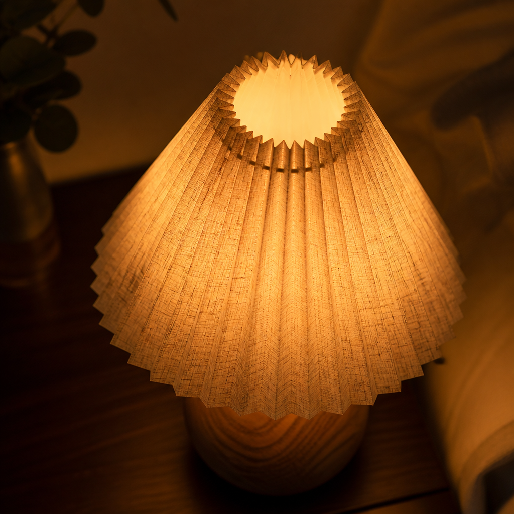 Scandinavian Fabric LED Pleated Shade Table Lamp