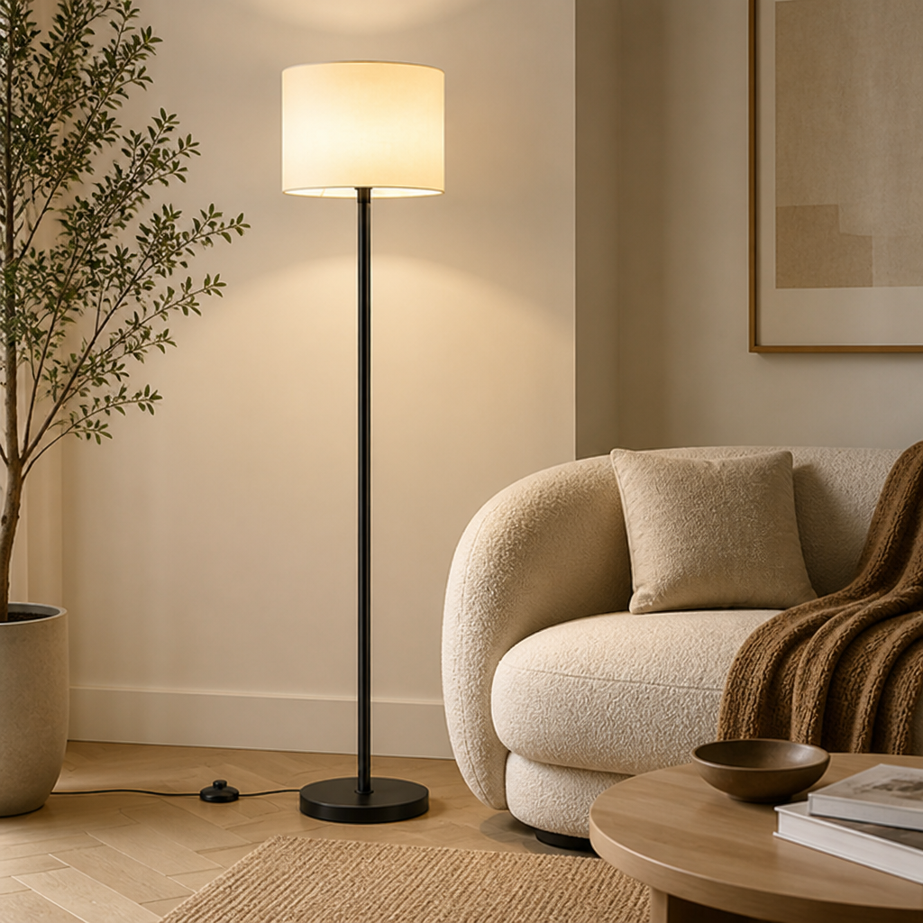 Scandinavian Fabric LED Slim Floor Lamp