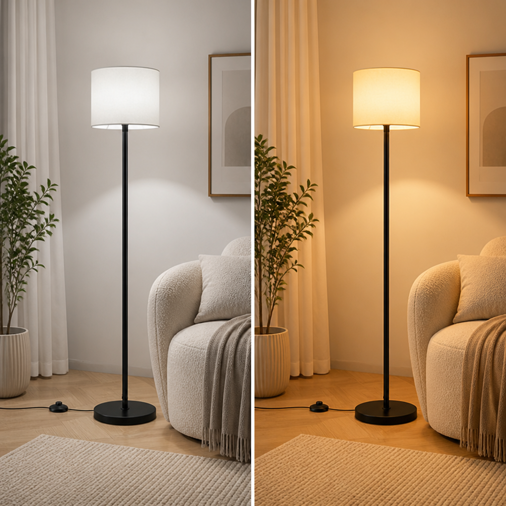 Scandinavian Fabric LED Slim Floor Lamp