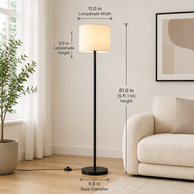 Scandinavian Fabric LED Slim Floor Lamp